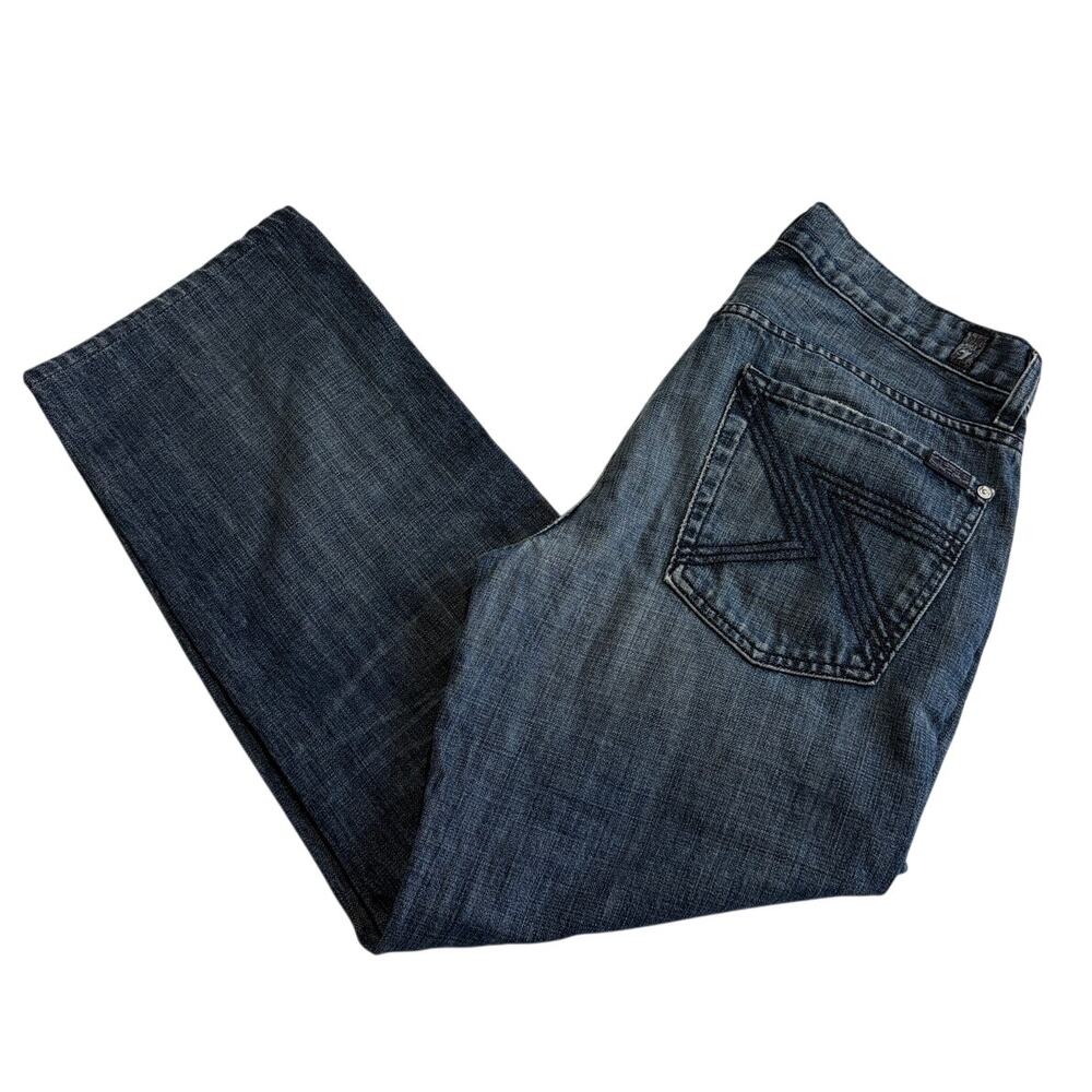 7 For All Mankind Jeans Mens 33x28 Blue Austyn Straight Leg Relaxed Fit Stretch